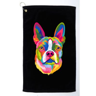 Pop Art Boston Terrier Lover Gift Men Women Dog Terriers Golf Towel