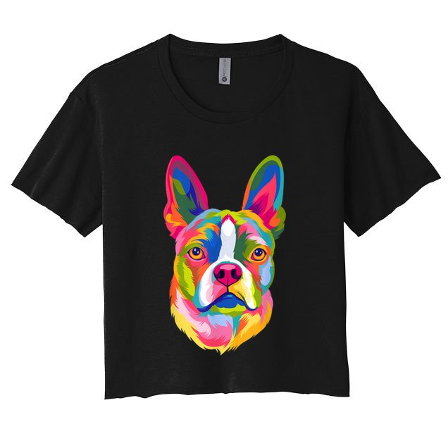 Pop Art Boston Terrier Lover Gift Men Women Dog Terriers Crop Top
