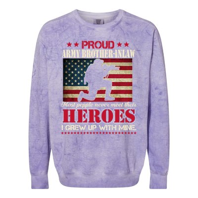 Proud Army Brothergreat Giftingreat Giftlaw I Raised My Heroes Us Flag Army Gift Colorblast Crewneck Sweatshirt