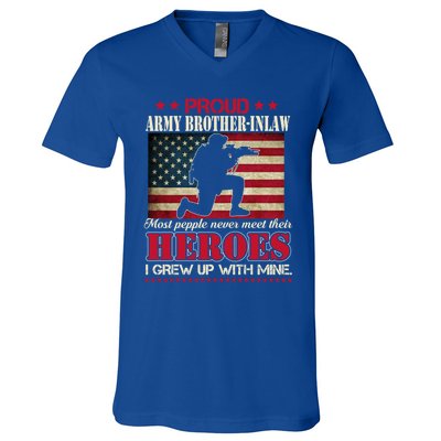 Proud Army Brothergreat Giftingreat Giftlaw I Raised My Heroes Us Flag Army Gift V-Neck T-Shirt