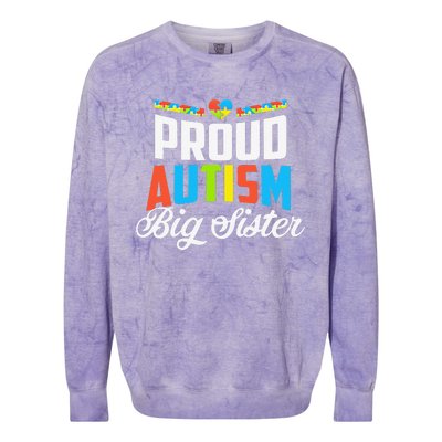 Proud Autism Big Sister Awareness Support Colorblast Crewneck Sweatshirt