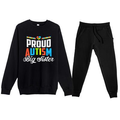 Proud Autism Big Sister Awareness Support Premium Crewneck Sweatsuit Set