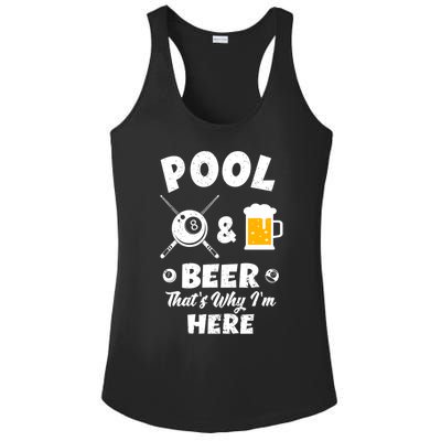 Pool And Beer ThatS Why IM Here Pool Billiard Gift Ladies PosiCharge Competitor Racerback Tank