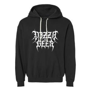 Pizza And Beer Death Metal Black Snack Garment-Dyed Fleece Hoodie