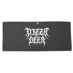 Pizza And Beer Death Metal Black Snack Large Microfiber Waffle Golf Towel