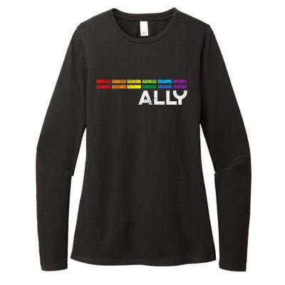 Proud Ally Bars Equality L.G.B.Tq Rainbow Flag Womens CVC Long Sleeve Shirt