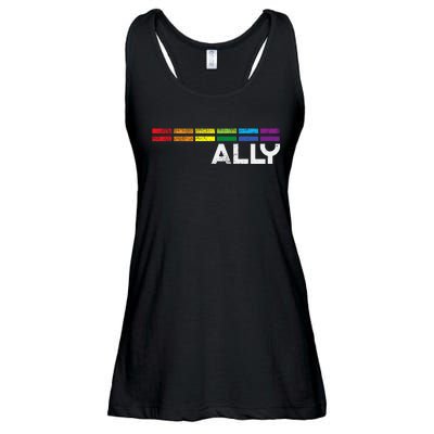 Proud Ally Bars Equality L.G.B.Tq Rainbow Flag Ladies Essential Flowy Tank