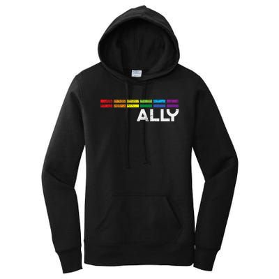 Proud Ally Bars Equality L.G.B.Tq Rainbow Flag Women's Pullover Hoodie