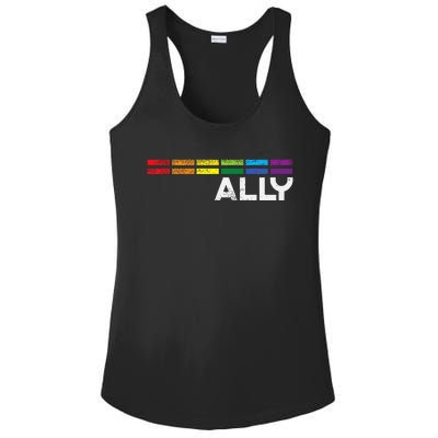 Proud Ally Bars Equality L.G.B.Tq Rainbow Flag Ladies PosiCharge Competitor Racerback Tank