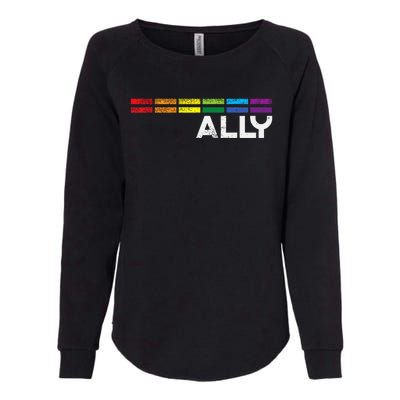 Proud Ally Bars Equality L.G.B.Tq Rainbow Flag Womens California Wash Sweatshirt