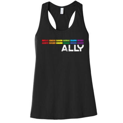 Proud Ally Bars Equality L.G.B.Tq Rainbow Flag Women's Racerback Tank