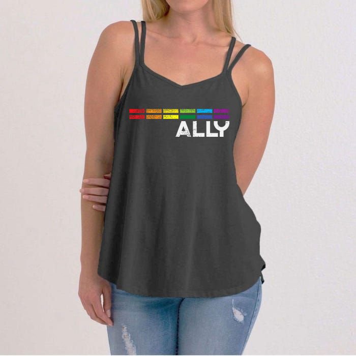 Proud Ally Bars Equality L.G.B.Tq Rainbow Flag Women's Strappy Tank