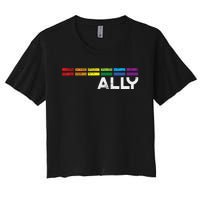 Proud Ally Bars Equality L.G.B.Tq Rainbow Flag Women's Crop Top Tee