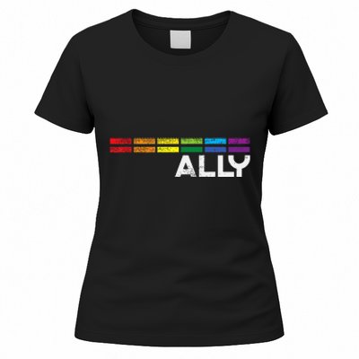 Proud Ally Bars Equality L.G.B.Tq Rainbow Flag Women's T-Shirt