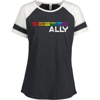 Proud Ally Bars Equality L.G.B.Tq Rainbow Flag Enza Ladies Jersey Colorblock Tee