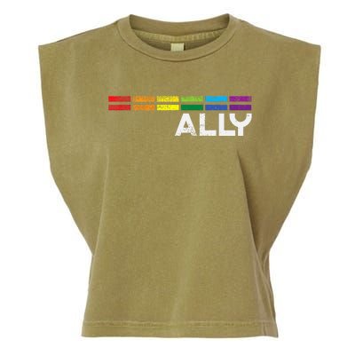 Proud Ally Bars Equality L.G.B.Tq Rainbow Flag Garment-Dyed Women's Muscle Tee