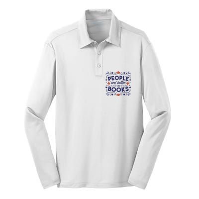 People Are Better In Books Silk Touch Performance Long Sleeve Polo