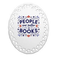 People Are Better In Books Ceramic Oval Ornament