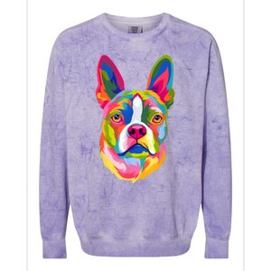 Pop Art Boston Terrier Lover Gift Men Women Dog Terriers Colorblast Crewneck Sweatshirt