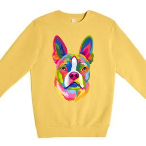 Pop Art Boston Terrier Lover Gift Men Women Dog Terriers Premium Crewneck Sweatshirt