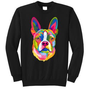 Pop Art Boston Terrier Lover Gift Men Women Dog Terriers Sweatshirt