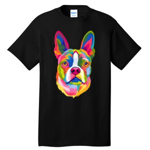 Pop Art Boston Terrier Lover Gift Men Women Dog Terriers Tall T-Shirt