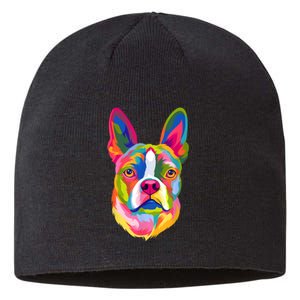 Pop Art Boston Terrier Lover Gift Men Women Dog Terriers Sustainable Beanie