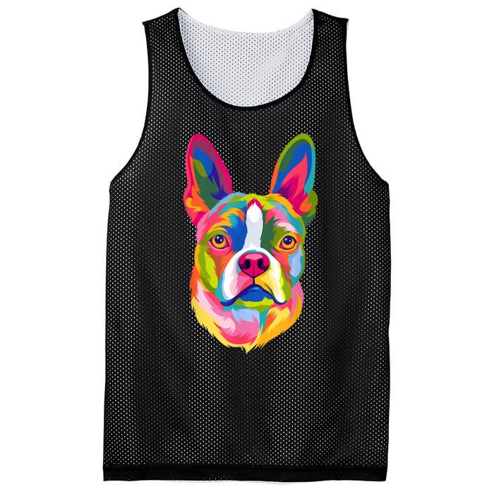 Pop Art Boston Terrier Lover Gift Men Women Dog Terriers Mesh Reversible Basketball Jersey Tank