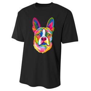 Pop Art Boston Terrier Lover Gift Men Women Dog Terriers Performance Sprint T-Shirt