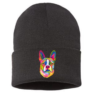 Pop Art Boston Terrier Lover Gift Men Women Dog Terriers Sustainable Knit Beanie