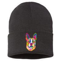 Pop Art Boston Terrier Lover Gift Men Women Dog Terriers Sustainable Knit Beanie