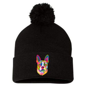 Pop Art Boston Terrier Lover Gift Men Women Dog Terriers Pom Pom 12in Knit Beanie