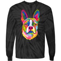 Pop Art Boston Terrier Lover Gift Men Women Dog Terriers Tie-Dye Long Sleeve Shirt