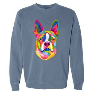 Pop Art Boston Terrier Lover Gift Men Women Dog Terriers Garment-Dyed Sweatshirt