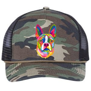 Pop Art Boston Terrier Lover Gift Men Women Dog Terriers Retro Rope Trucker Hat Cap