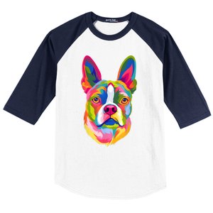 Pop Art Boston Terrier Lover Gift Men Women Dog Terriers Baseball Sleeve Shirt