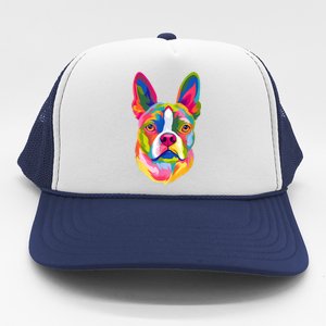 Pop Art Boston Terrier Lover Gift Men Women Dog Terriers Trucker Hat