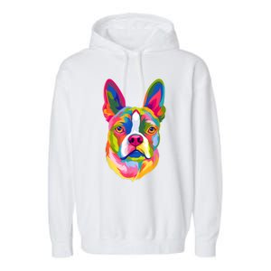 Pop Art Boston Terrier Lover Gift Men Women Dog Terriers Garment-Dyed Fleece Hoodie