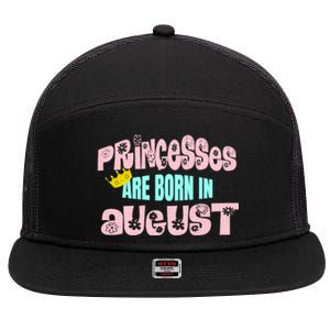 Princesses Are Born August Black Leo Virgo Birthday Gift 7 Panel Mesh Trucker Snapback Hat