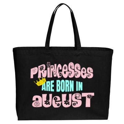 Princesses Are Born August Black Leo Virgo Birthday Gift Cotton Canvas Jumbo Tote