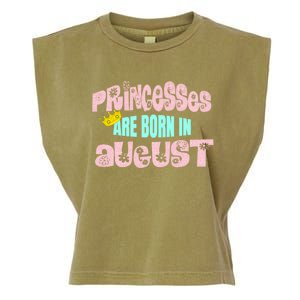 Princesses Are Born August Black Leo Virgo Birthday Gift Garment-Dyed Women's Muscle Tee