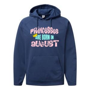 Princesses Are Born August Black Leo Virgo Birthday Gift Performance Fleece Hoodie