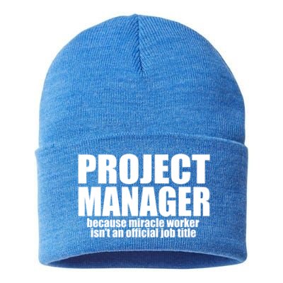 Project Ager Because Miracle Worker Isn't A Job Title Funny Gift Sustainable Knit Beanie