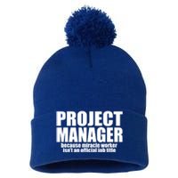 Project Ager Because Miracle Worker Isn't A Job Title Funny Gift Pom Pom 12in Knit Beanie