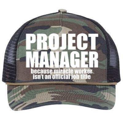 Project Ager Because Miracle Worker Isn't A Job Title Funny Gift Retro Rope Trucker Hat Cap