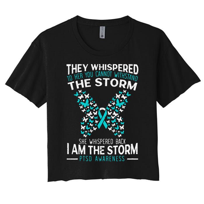 PTSD Awareness Butterfly Posttraumatic Stress Disorder Women's Crop Top Tee