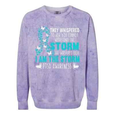 PTSD Awareness Butterfly Posttraumatic Stress Disorder Colorblast Crewneck Sweatshirt