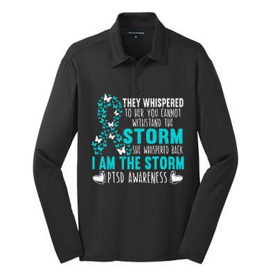 PTSD Awareness Butterfly Posttraumatic Stress Disorder Silk Touch Performance Long Sleeve Polo