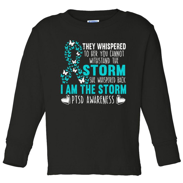 PTSD Awareness Butterfly Posttraumatic Stress Disorder Toddler Long Sleeve Shirt