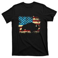 Patriotic American Bison Buffalo Lover Wildlife Usa Flag T-Shirt